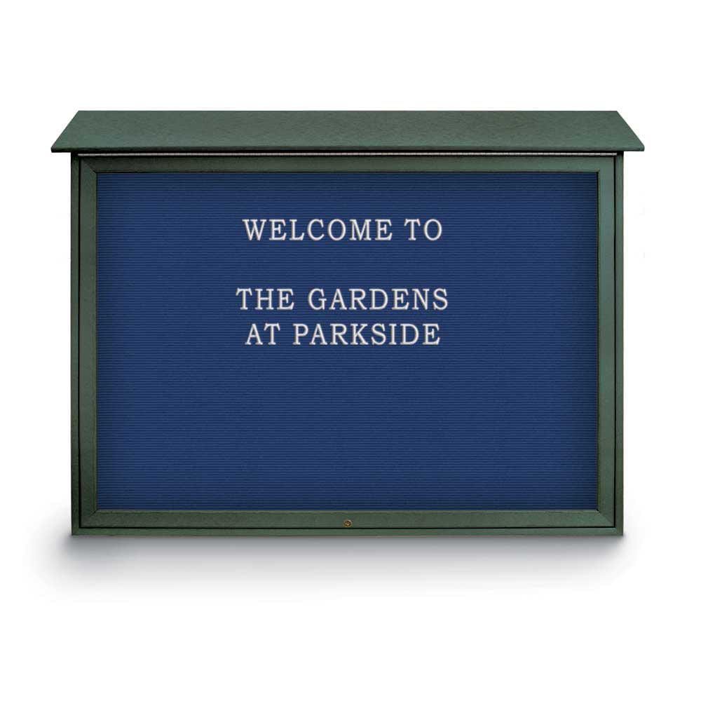 Enclosed Letter Board: 52" Wide, 40" High, Recycled Plastics, Woodland Green