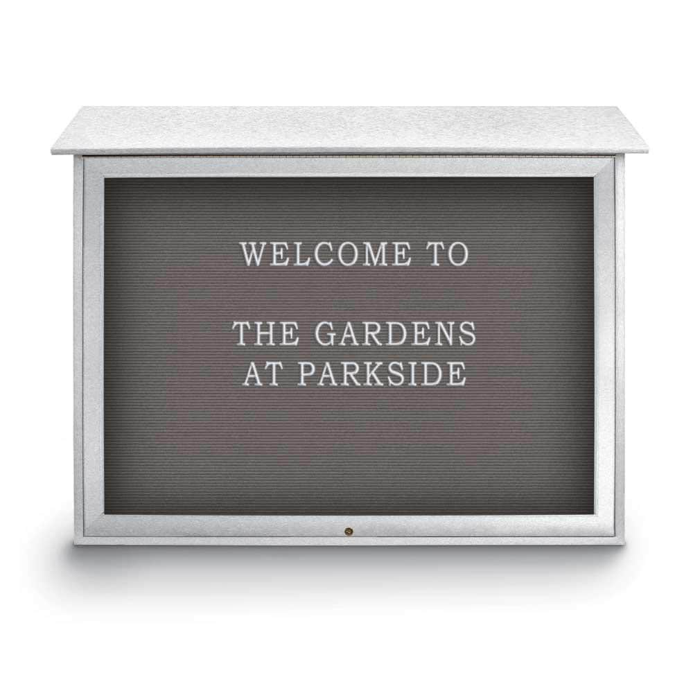 Enclosed Letter Board: 45" Wide, 36" High, Recycled Plastics, White