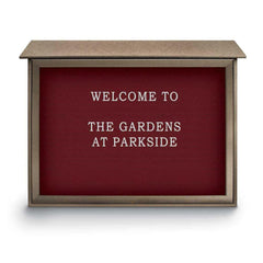 Enclosed Letter Board: 45" Wide, 36" High, Recycled Plastics, Weathered Wood