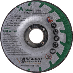 Cutoff Wheel: Type 27, 4-1/2" Dia, Aluminum Oxide