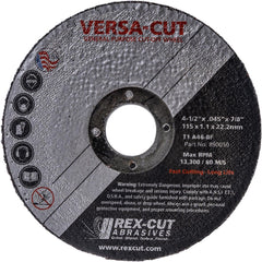 Cutoff Wheel: Type 1, 4-1/2" Dia, Aluminum Oxide