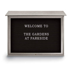 Enclosed Letter Board: 45" Wide, 36" High, Recycled Plastics, Light Gray