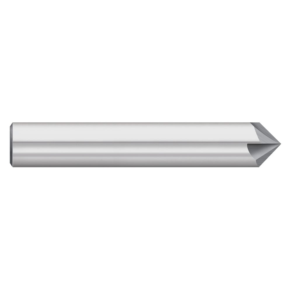 Chamfer Mill: 3/8" Dia, 3/8" Shank Dia, 45.00 deg, 4 Flute, Solid Carbide, Single End