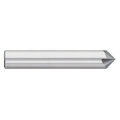 Chamfer Mill: 1/4" Dia, 1/4" Shank Dia, 45.00 deg, 4 Flute, Solid Carbide, Single End