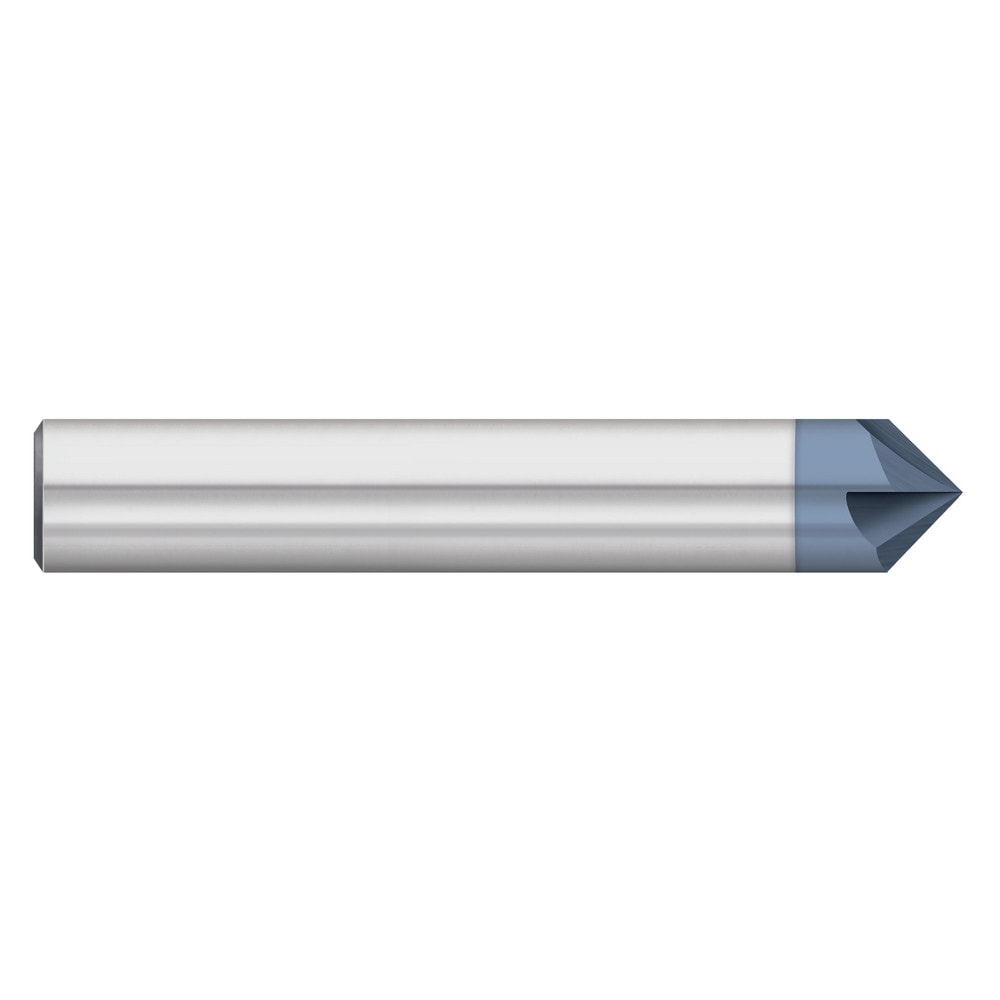 Chamfer Mill: 3/8" Dia, 3/8" Shank Dia, 45.00 deg, 4 Flute, Solid Carbide, Single End