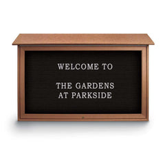 Enclosed Letter Board: 45" Wide, 30" High, Recycled Plastics, Cedar