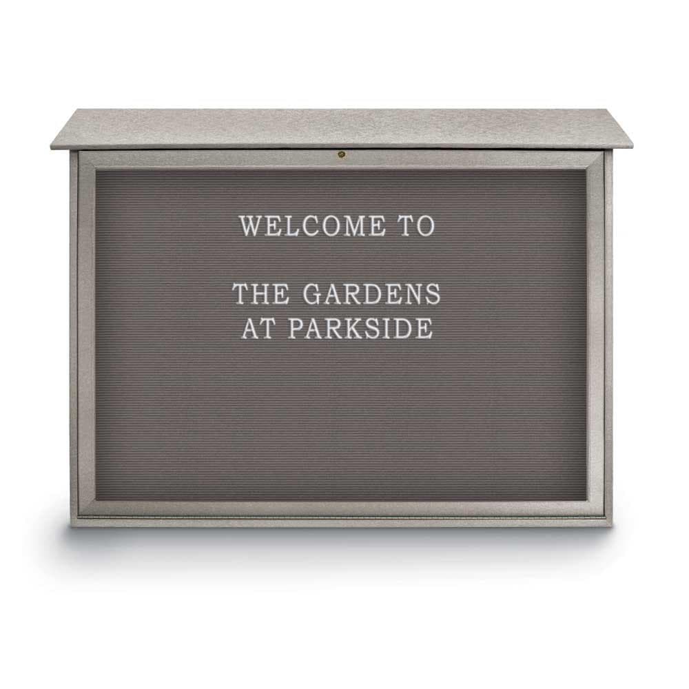 Enclosed Letter Board: 52" Wide, 40" High, Recycled Plastics, Light Gray