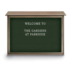 Enclosed Letter Board: 52" Wide, 40" High, Recycled Plastics, Weathered Wood