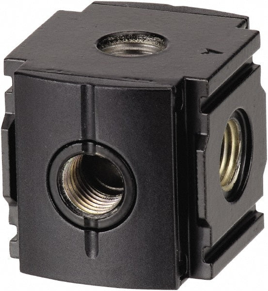 FRL Modular Threaded Manifold Block: Aluminum, Use with Miniature Regulator