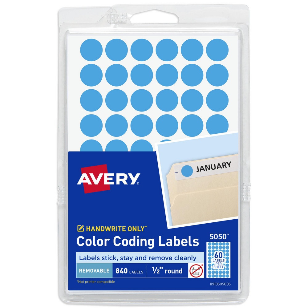 Label Maker Label: Light Blue, Paper, 1/2" OAL, 1/2" OAW