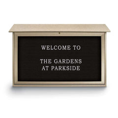 Enclosed Letter Board: 45" Wide, 30" High, Recycled Plastics, Sand