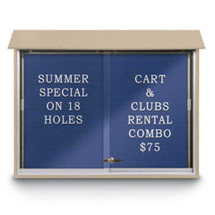 Enclosed Letter Board: 45" Wide, 36" High, Recycled Plastics, Sand