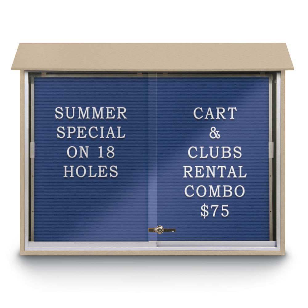 Enclosed Letter Board: 45" Wide, 36" High, Recycled Plastics, Cedar