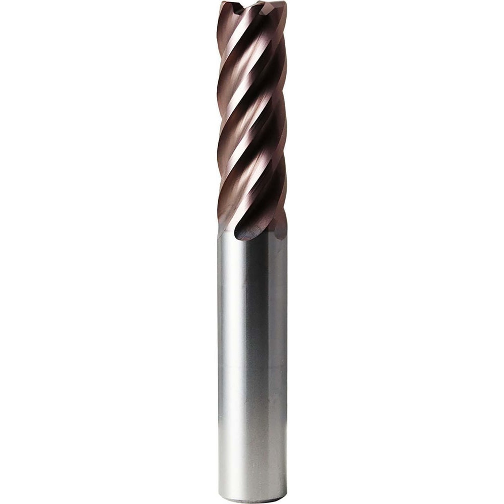 Corner Radius End Mill: 1" Dia, 3" LOC, 0.1900" Radius, 5 Flute, Solid Carbide