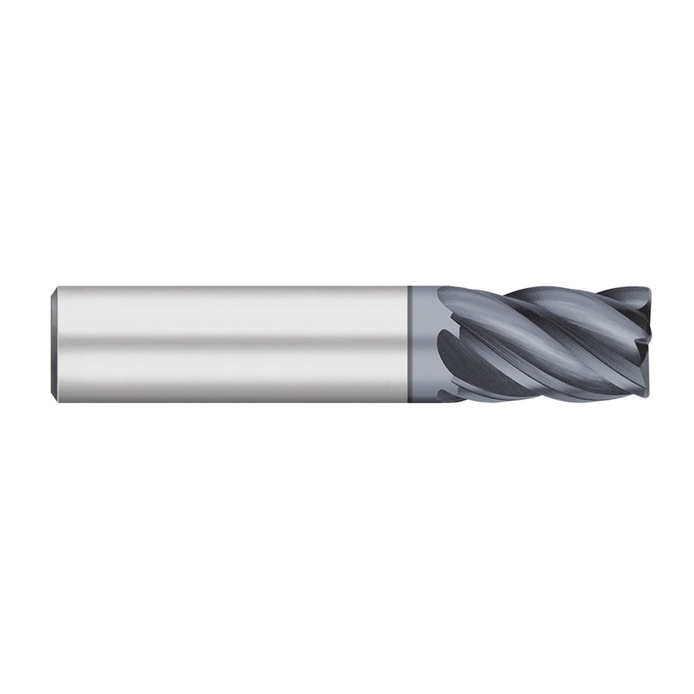 Corner Radius End Mill: 1/4" Dia, 3/8" LOC, 0.0100" Radius, 5 Flute, Solid Carbide