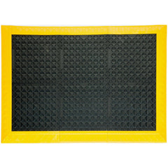 Anti-Fatigue Modular Anti-Fatigue Mat: Dry Environment, 44.0000" Long, 62.0000" Wide, 1" Thick, Beveled & Interlocking Edge, Black & Yellow