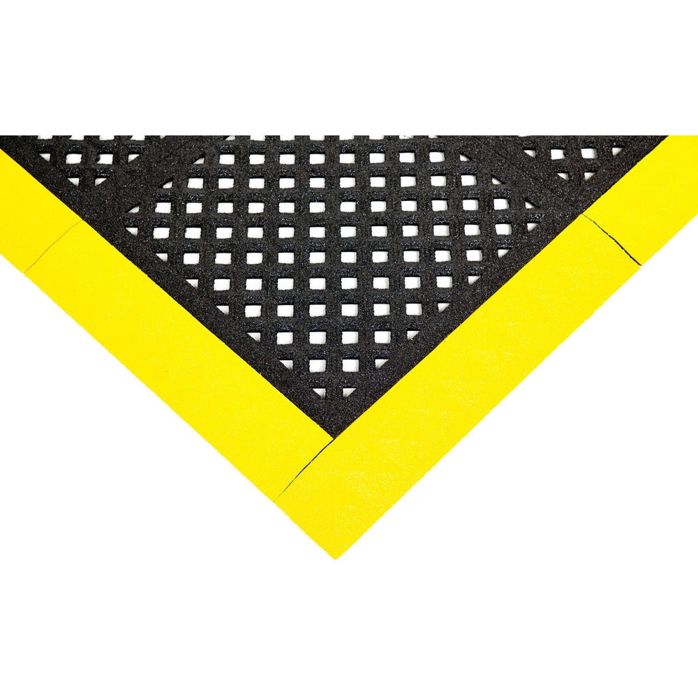 Anti-Fatigue Modular Anti-Fatigue Mat: Wet Environment, 98.0000" Long, 44.0000" Wide, 1" Thick, Beveled & Interlocking Edge, Black & Yellow