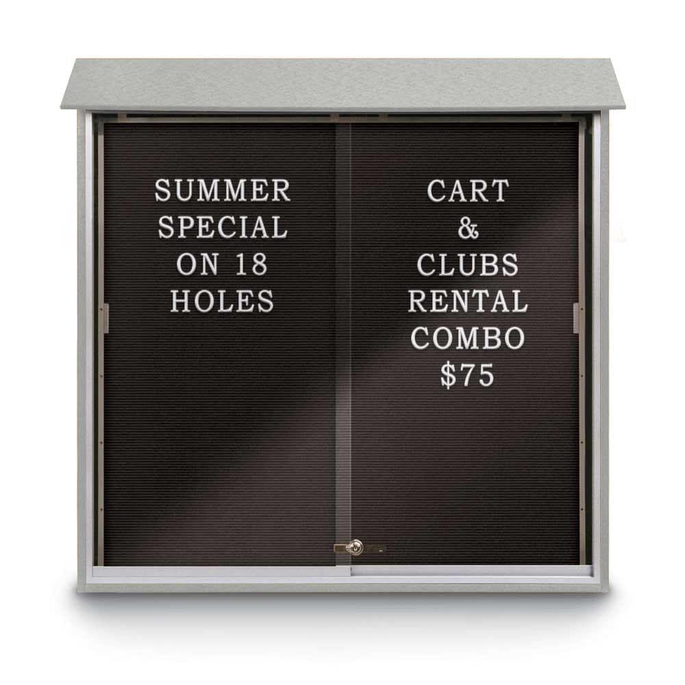 Enclosed Letter Board: 45" Wide, 48" High, Recycled Plastics, Light Gray