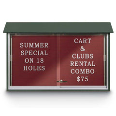 Enclosed Letter Board: 45" Wide, 30" High, Recycled Plastics, Woodland Green