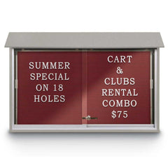 Enclosed Letter Board: 45" Wide, 30" High, Recycled Plastics, Light Gray