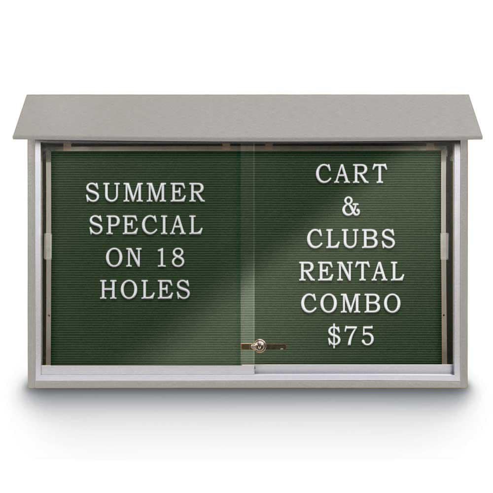 Enclosed Letter Board: 45" Wide, 30" High, Recycled Plastics, Light Gray