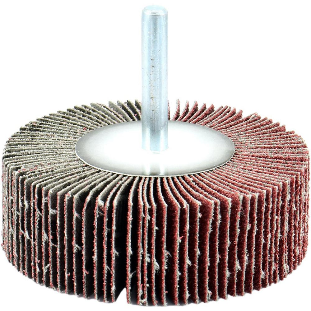 Mounted Flap Wheel: 2" Dia, 1" Face Width, 240 Grit, Aluminum Oxide