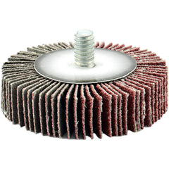 Mounted Flap Wheel: 3" Dia, 1/2" Face Width, 120 Grit, Aluminum Oxide