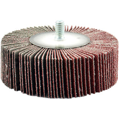 Mounted Flap Wheel: 3" Dia, 1" Face Width, 120 Grit, Aluminum Oxide