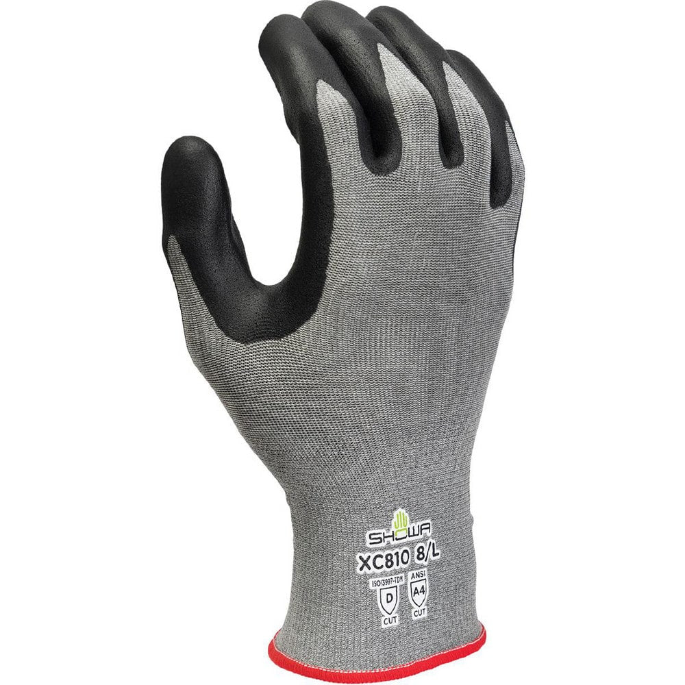 Cut & Abrasion-Resistant Gloves: SHOWA XC810, Size Large, ANSI Cut A4, ANSI Puncture 0, Micropore Nitrile, HPPE