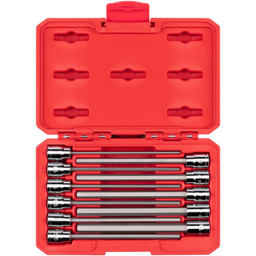 Hex & Torx Bit Socket Sets; Set Type: Hex Bit; Type: Long Bit Socket Set; Drive Size: 3/8 in; Minimum Set Hex Size (Inch): 1/8; Minimum Set Hex Size (Metric): 10.0