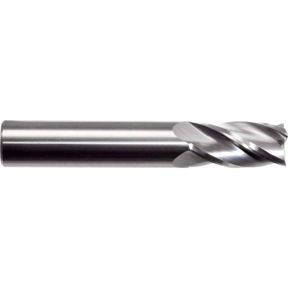 Corner Radius End Mill: 3/16" Dia, 5/8" LOC, 0.38 mm Radius, 4 Flute, Solid Carbide