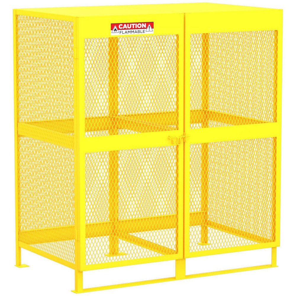 Gas Cylinder Carts, Racks, Stands & Holders; Gas Cylinder Rack Type: Gas Cylinder Storage Cabinet; Fits Cylinder Diameter: 9; Number Of Cylinders: 20; Overall Width: 62; Overall Height: 71; Material: Steel; Overall Length: 40.00; Cylinder Orientation: Ver