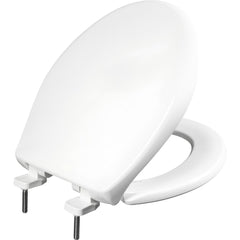 Toilet Seats; Type: Closed, Standard; Style: Round; Material: Plastic; Color: White; Outside Width: 14.375 in; Inside Width: 8.3750 in; Hinge Design: Stay-Tite;Slow Close;Stainless Steel; Length (Inch): 16.50 in