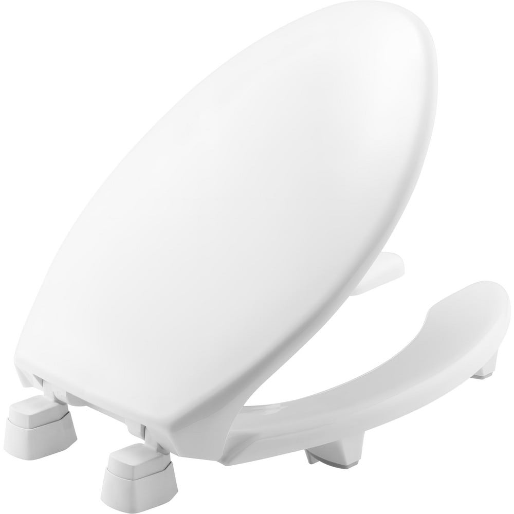 Toilet Seats; Type: Open, Lift; Style: Elongated; Material: Plastic; Color: White; Outside Width: 14.188 in; Inside Width: 8.1880 in; Hinge Design: Stay-Tite;External Check;Stainless Steel; Length (Inch): 18.56 in