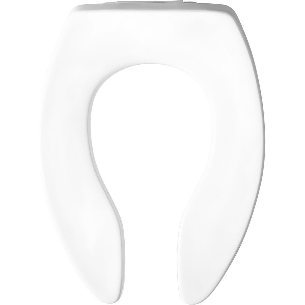 Toilet Seats; Type: Standard, Open; Style: Elongated; Material: Plastic; Color: White; Outside Width: 14.313 in; Inside Width: 7.6250 in; Hinge Design: Stay-Tite;External Check;Stainless Steel; Length (Inch): 18.38 in