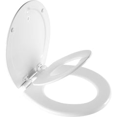 Toilet Seats; Type: Closed, Child; Style: Round; Material: Enameled Wood, Plastic; Color: White; Outside Width: 14.375 in; Inside Width: 8.3130 in; Hinge Design: Stay-Tite;Slow Close;Lift-Off;Precision Seat Fit; Length (Inch): 16.84 in