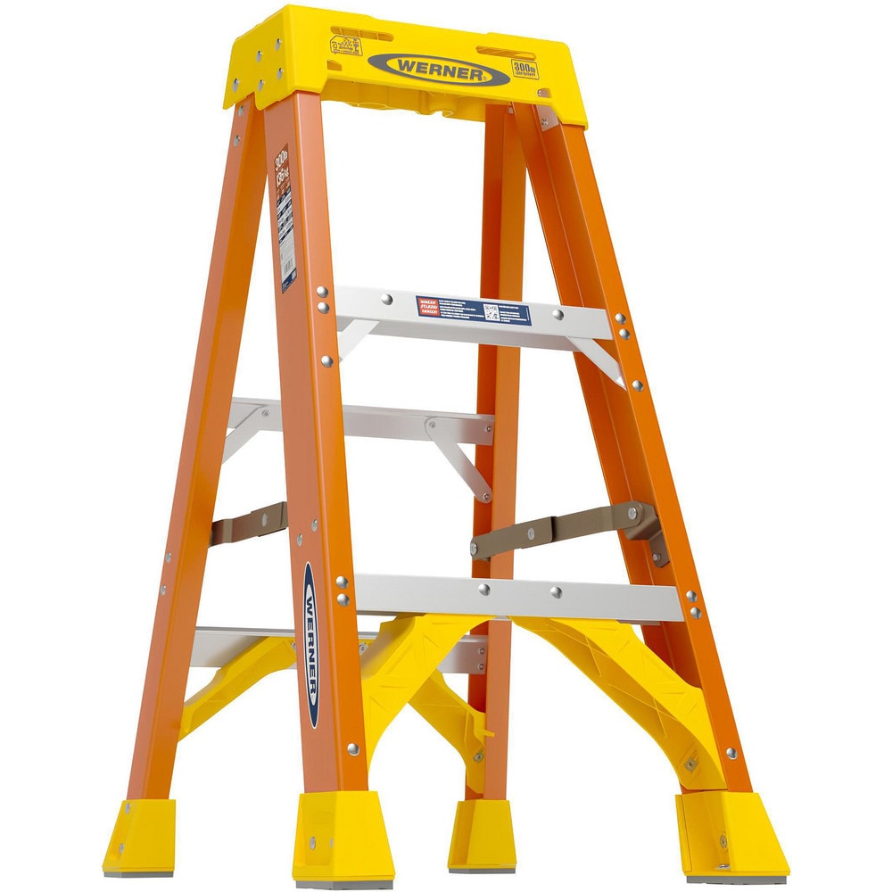 2 Step Fiberglass Foldable Step Ladder: Type IA 300 lb Capacity 3' Height