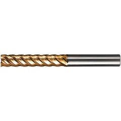 Corner Radius End Mill: 5/8" Dia, 3-1/8" LOC, 0.1200" Radius, 5 Flute, Solid Carbide