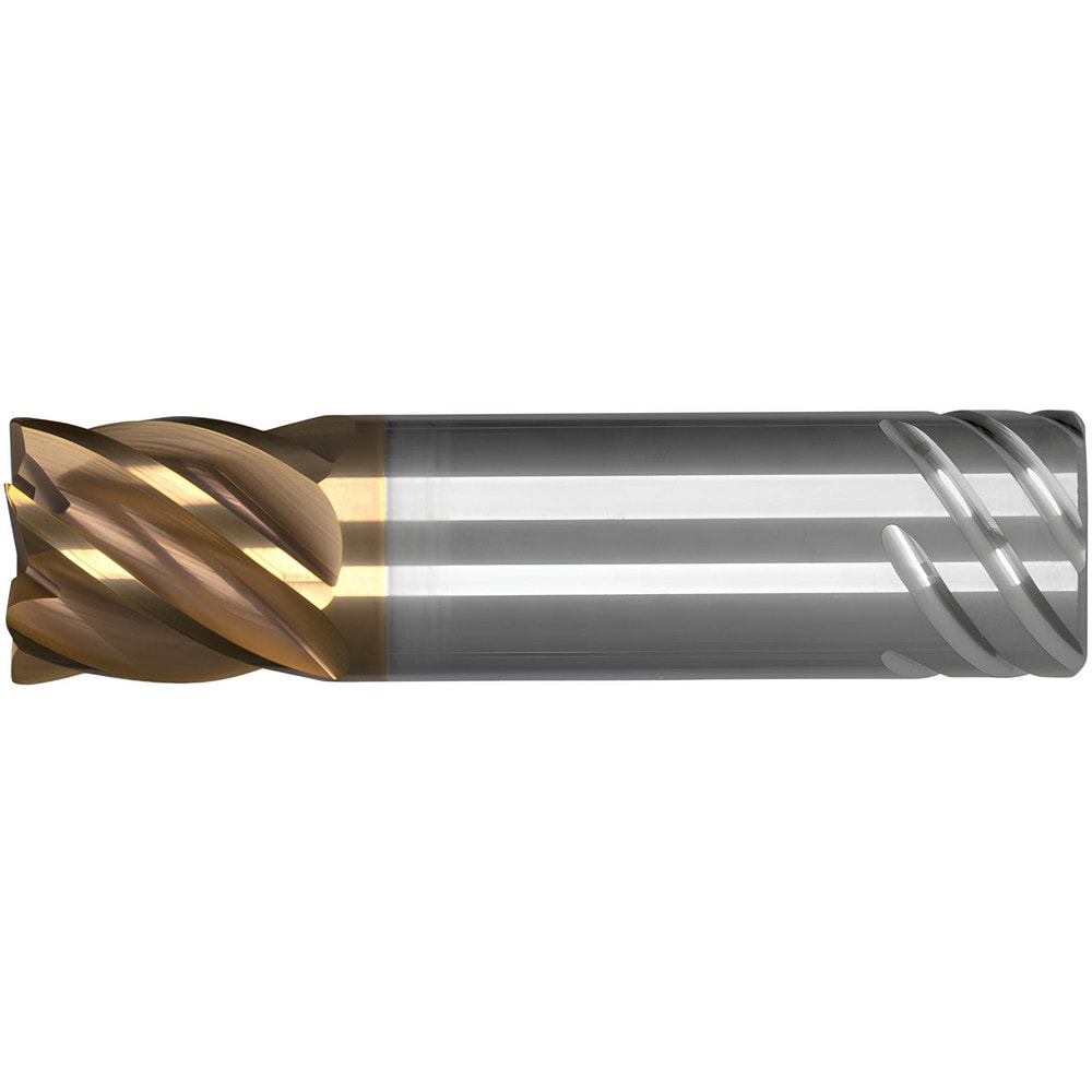 Corner Radius End Mill: 1-1/4" Dia, 6" LOC, 0.2500" Radius, 6 Flute, Solid Carbide