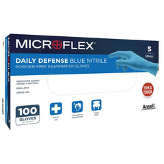 Disposable Gloves: Series MICROFLEX¬†DAILY DEFENSE BLUE NITRILE 10-733, Size Medium, 4.3 mil, Nitrile Coated, Nitrile, Medical Grade, Powder-Free, No