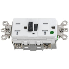 GFCI Receptacles; Grade: Industrial, Hospital; Receptacle Type: Duplex; NEMA Configuration: 5-20R; Reset Type: Manual; Body Material: PC/PBT; Color: White