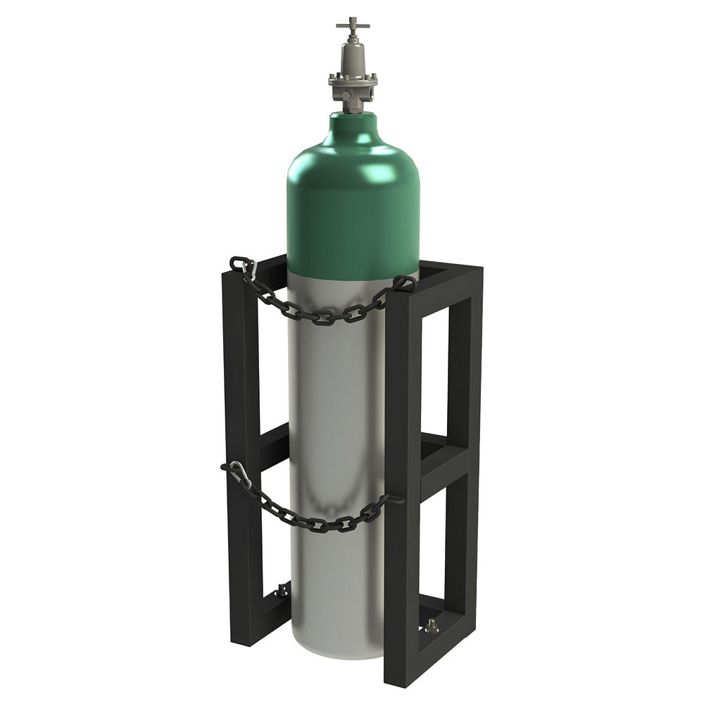 Gas Cylinder Carts, Racks, Stands & Holders; Gas Cylinder Rack Type: Single Cylinder Floor Stand; Fits Cylinder Diameter: 11 in; Number Of Cylinders: 1; Overall Width: 16; Overall Height: 30 in; Material: Steel; Overall Length: 12.00; Finish: Powder Coate