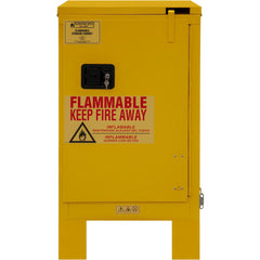 Flammable & Hazardous Storage Cabinets:  12.000 gal Drum, 1.000 Door,  1 Shelf,  Self Closing,  Safety Yellow