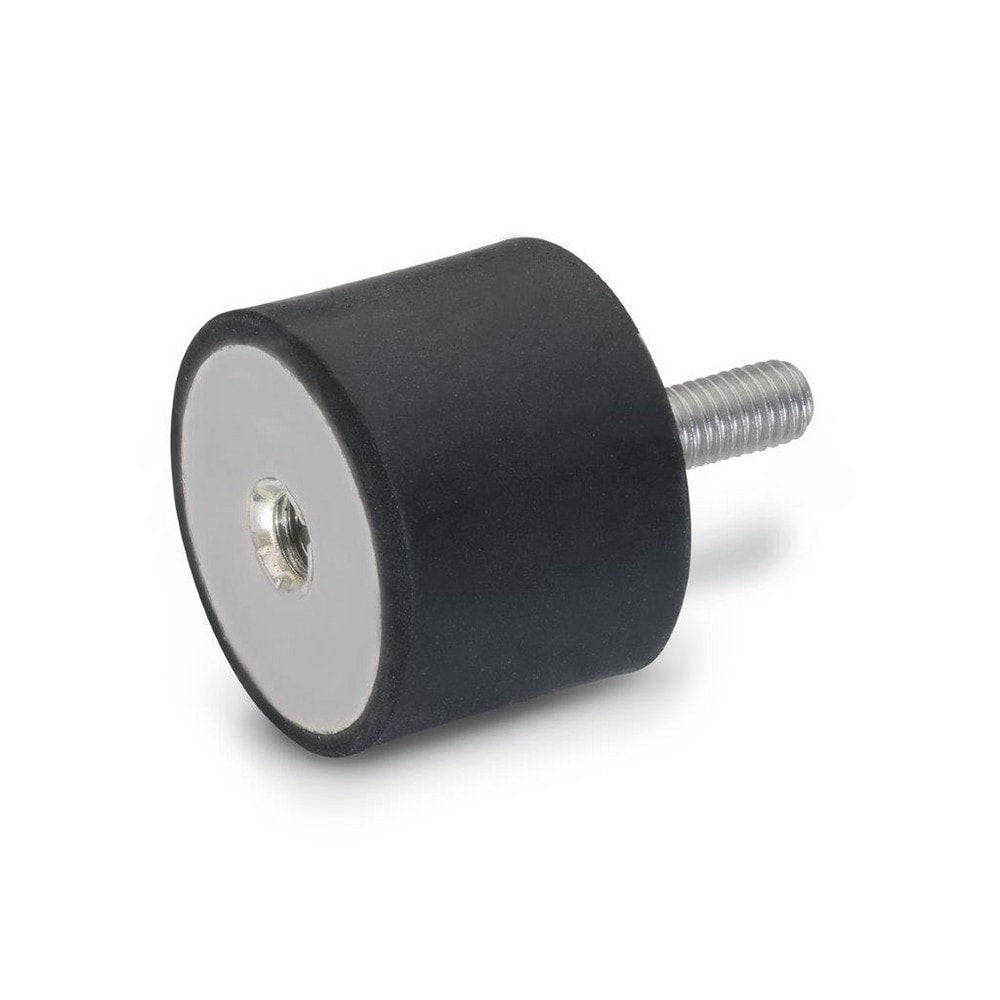 Vibration Isolators; Isolator Type: Plate/Stud; Insert Material: Stainless Steel; Isolator Material: Natural Rubber; Maximum Load Capacity: 889.60 N; Top Diameter: 25.00; Bottom Diameter: 25; Thread Size: 5/16-18; Overall Width: 25 mm