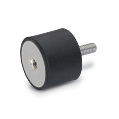 Vibration Isolators; Isolator Type: Plate/Stud; Insert Material: Stainless Steel; Isolator Material: Natural Rubber; Maximum Load Capacity: 889.60 N; Top Diameter: 25.00; Bottom Diameter: 25; Thread Size: 1/4-20; Overall Width: 25 mm