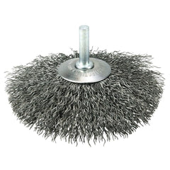 Wheel Brush: 4" Wheel Dia, 9/16" Face Width, 0.0140" Wire Dia,  Crimped