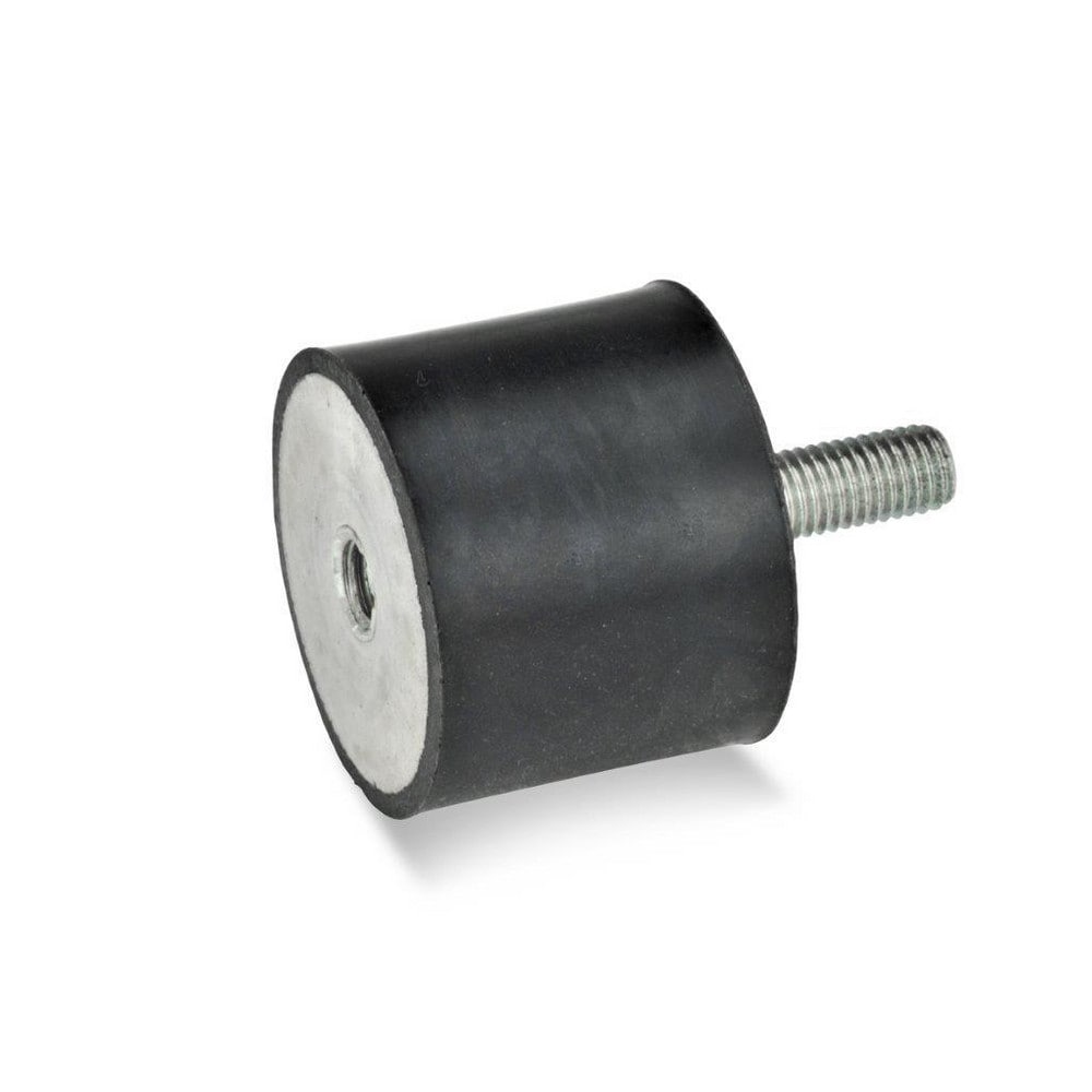 Vibration Isolators; Isolator Type: Plate/Stud; Insert Material: Zinc-Plated Steel; Isolator Material: Natural Rubber; Maximum Load Capacity: 2430.00 N; Top Diameter: 40.00; Bottom Diameter: 40; Thread Size: M8x1.25; Overall Width: 40 mm