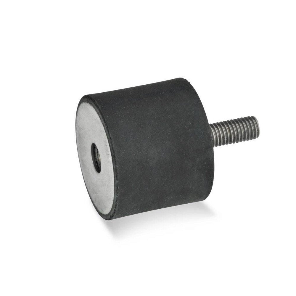 Vibration Isolators; Isolator Type: Plate/Stud; Insert Material: Stainless Steel; Isolator Material: Natural Rubber; Maximum Load Capacity: 1070.00 N; Top Diameter: 30.00; Bottom Diameter: 30; Thread Size: M8x1.25; Overall Width: 30 mm