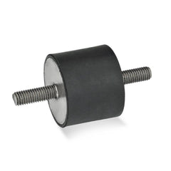 Vibration Isolators; Isolator Type: Stud/Stud; Insert Material: Stainless Steel; Isolator Material: Natural Rubber; Maximum Load Capacity: 415.00 N; Top Diameter: 20.00; Bottom Diameter: 20; Thread Size: M6x1; Overall Width: 20 mm