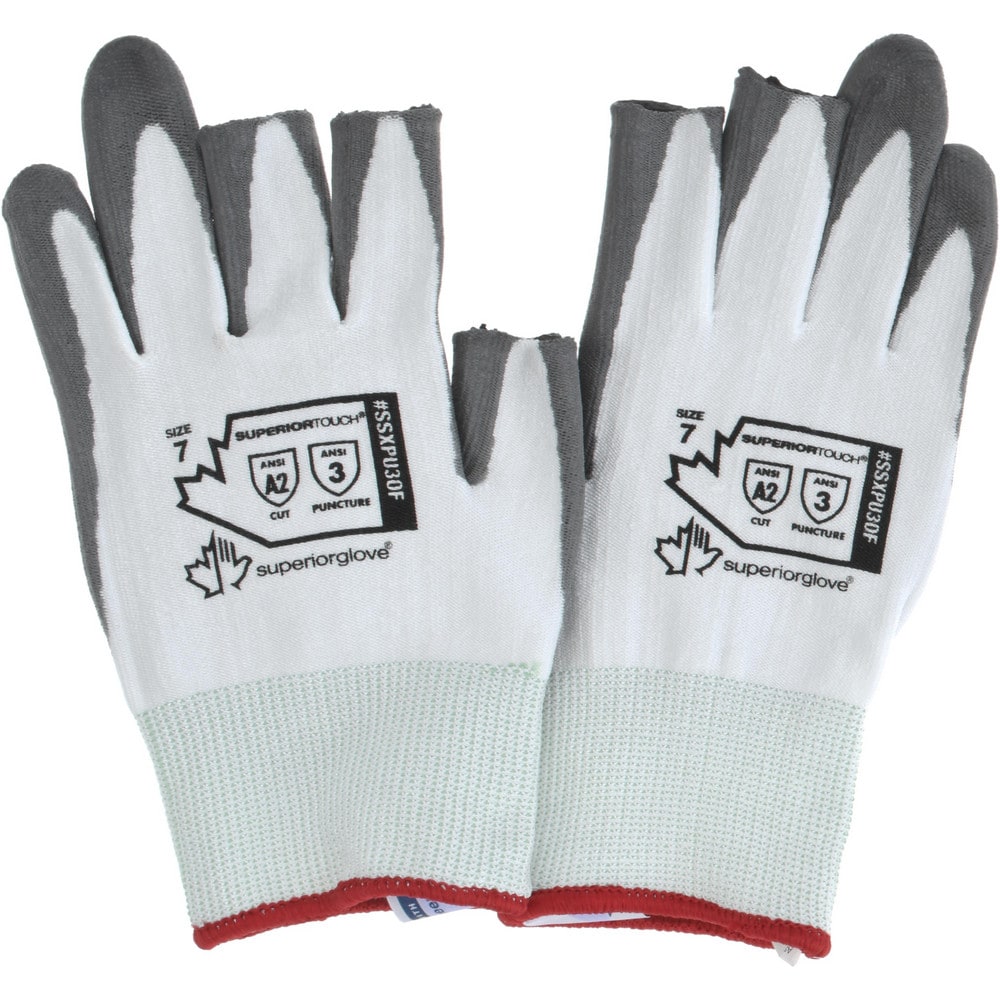 Cut & Puncture-Resistant Gloves: Superior Glove Works SSXPU3OF, Size Small, ANSI Cut A2, ANSI Puncture 3, Polyurethane, Dyneema